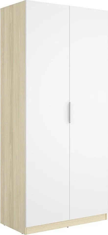 Szafa 2-drzwiowa – Sz91 cm – Biały i jasny naturalny - KALONY