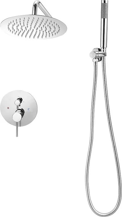 Kolumna Prysznicowa SucceBuy Zestaw Prysznicowy z Okrągłą Głowicą Prysznicową 254 mm, Prysznicem Ręcznym i Zestawem Wykończeniowym, Montaż na Ścianie