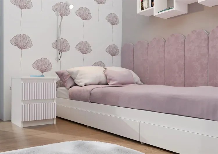 Szafka nocna dziecięca z szufladami biały + różowy S3-T64