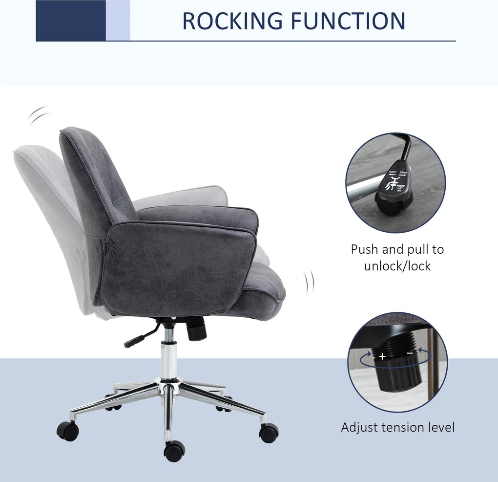 Vinsetto Krzesło Biurowe Ergonomiczne Czarne 48,5x54,5x81-87cm | Aosom PL