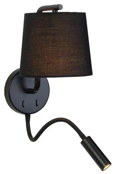 Zambelis H57 - elastyczna lampa LED 3W + 1xE27/40W/230V czarna