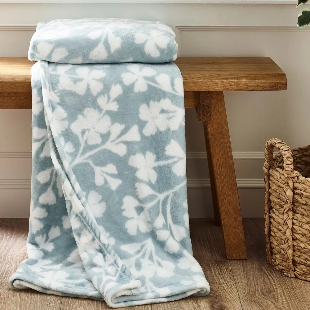 Niebieski polarowy koc 200x240 cm Brooke Floral – Catherine Lansfield