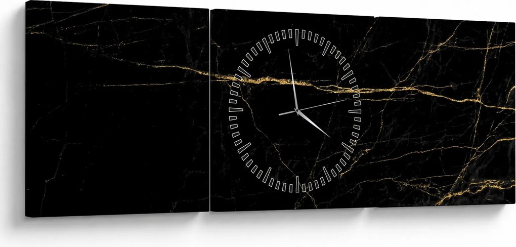 Obraz - Tekstura marmuru (z zegarem) (90x30 cm)