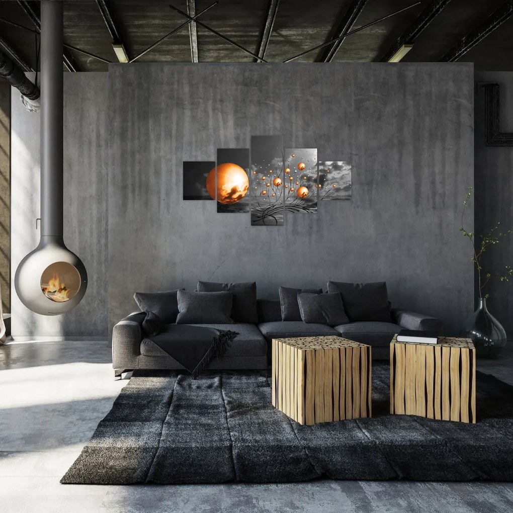 Obraz pomarańczowych abstrakcyjnych kul (125x70 cm)