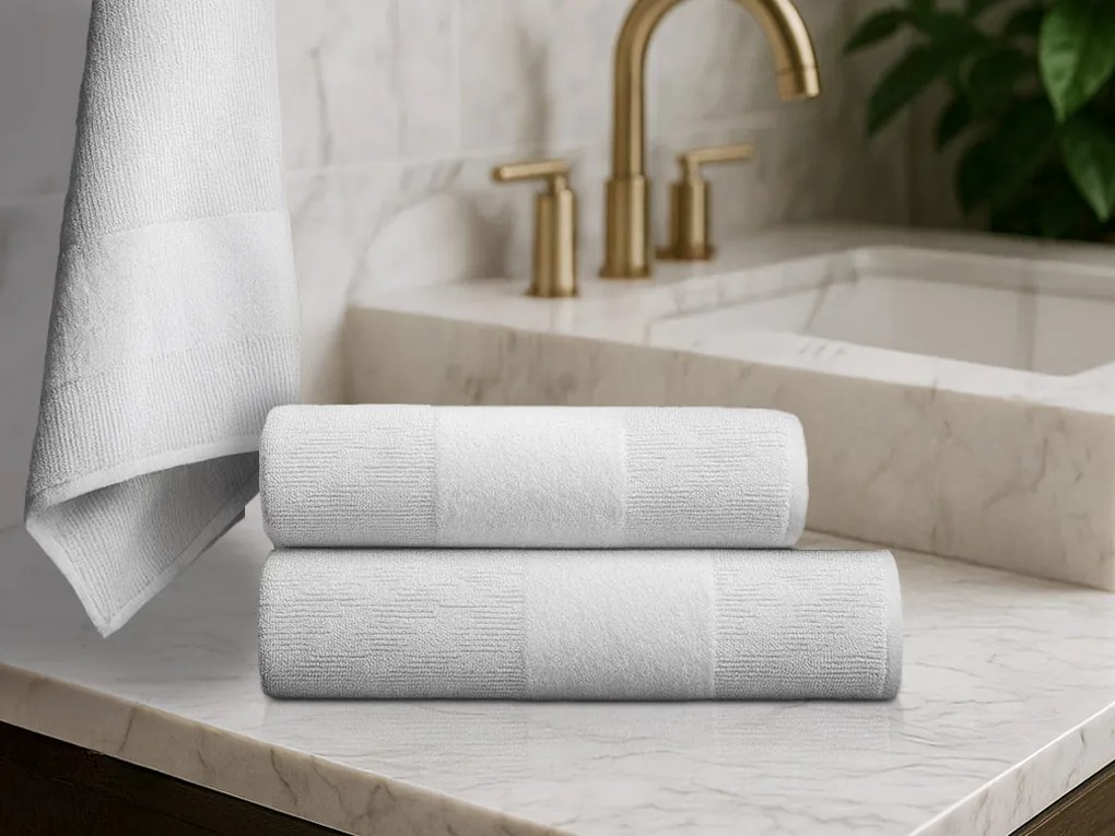 Zestaw ręczników CARRARA 1 szt. 60x100 cm i 1 szt. 40x55 cm 100% bawełna, biały