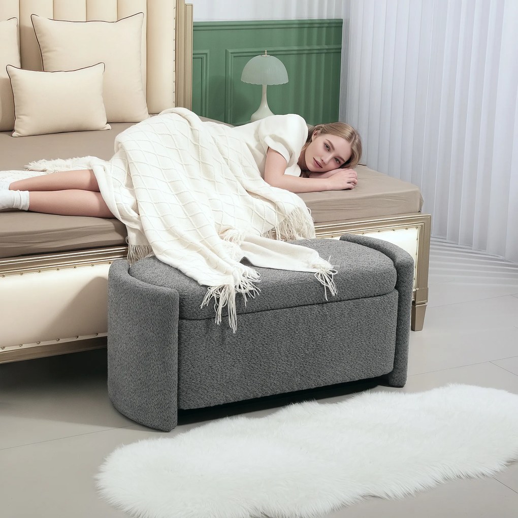 HOMCOM Ławka z Przestrzenią do Przechowywania Ławka Przedpokojowa na Buty, Wyściełana, 105 cm x 44 cm x 45,5 cm. Szara