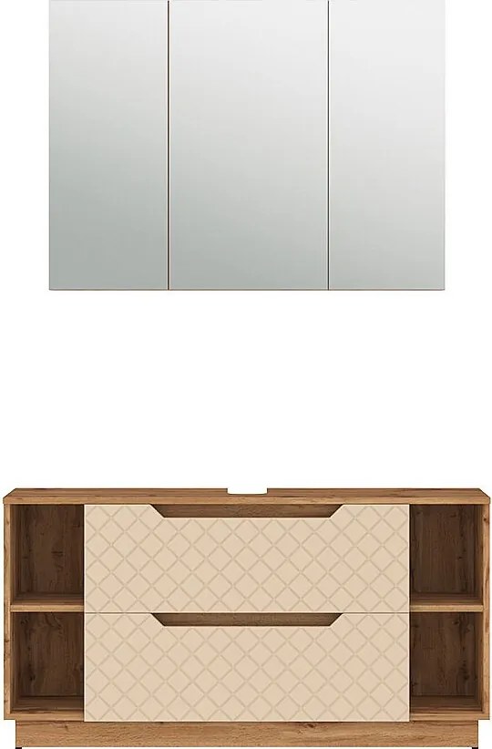Zestaw mebli łazienkowych dąb/kaszmir ze strukturą płytek 119.2x35x62.5 lotta