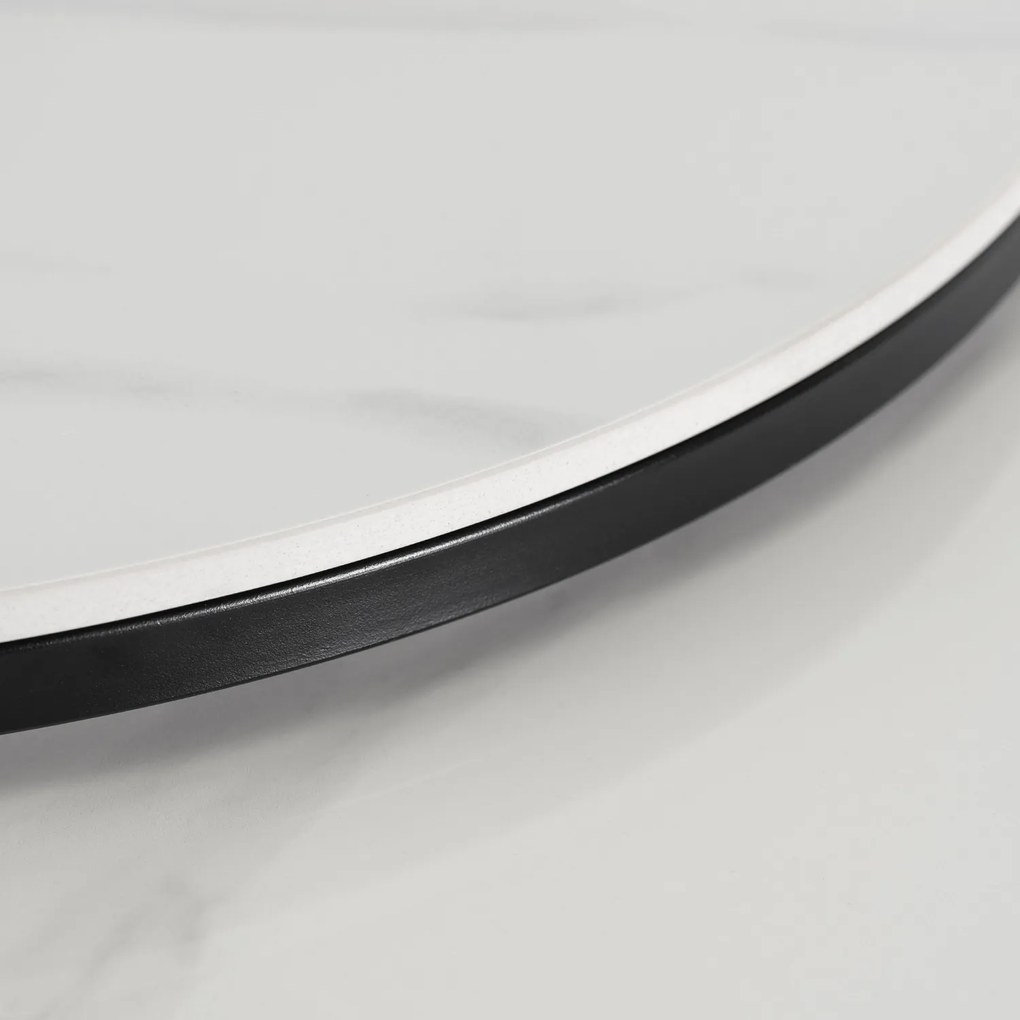 Zestaw Stolików Kawowych JERRY Biały Marmur/Czarny do Salonu Nowoczesny