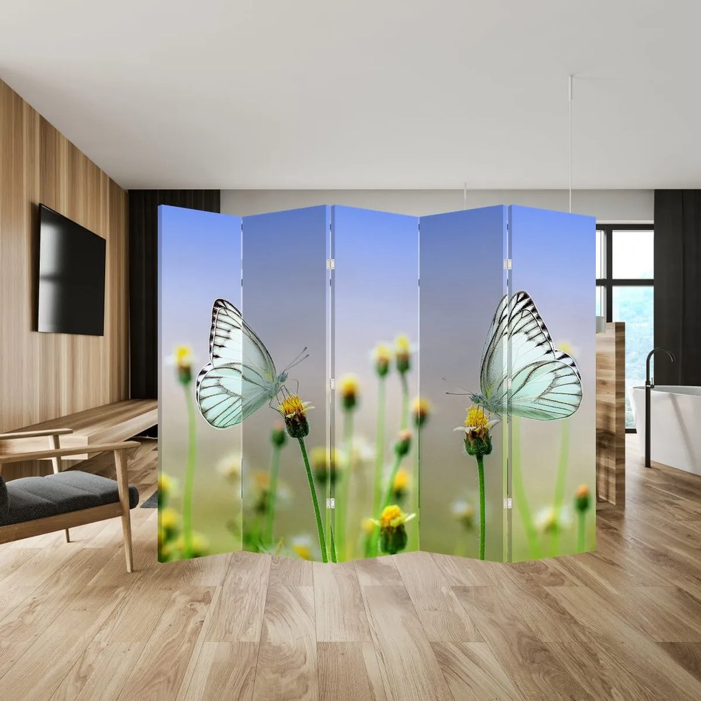 Parawan - Motyl na kwiatku (210x170 cm)