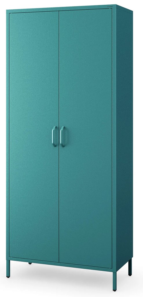 Szafa na ubrania metalowa morska / turkusowa: Modern FLAVIO, 800 x 1850 x 450 mm