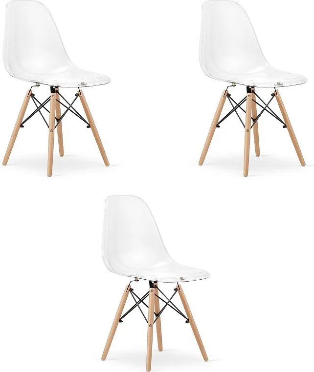 Krzesło Valora OSAKA z przezroczystymi naturalnymi nogami do salonu x3