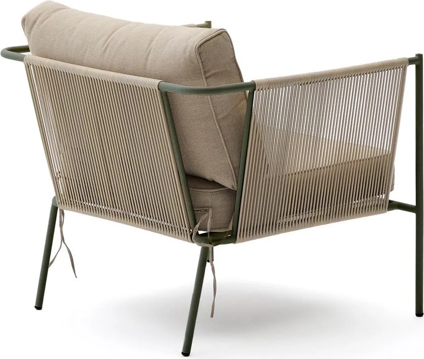 Zielony/beżowy metalowy fotel ogrodowy Zivia – Kave Home