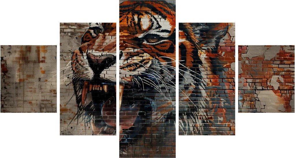 Obraz - Tygrys z cegieł (125x70 cm)