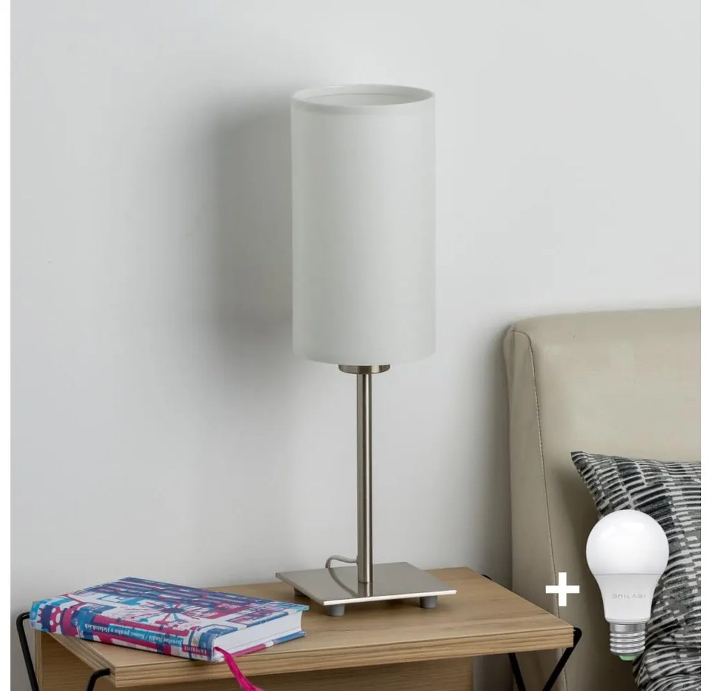 Eglo - Lampa stołowa LED TUNJA 1xE27/60W/230V 26,5 cm chrom mat/biała