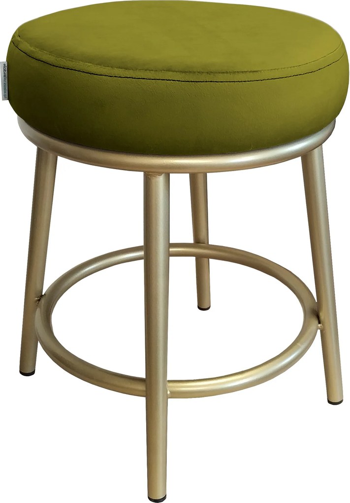 Taboret Ben tkanina Welur stelaż metalowy STOŁEK LOFT : Kolor Stelaża - Złoty, Kolor tkaniny - VELVET - BL75, Typ tkaniny - Velvet
