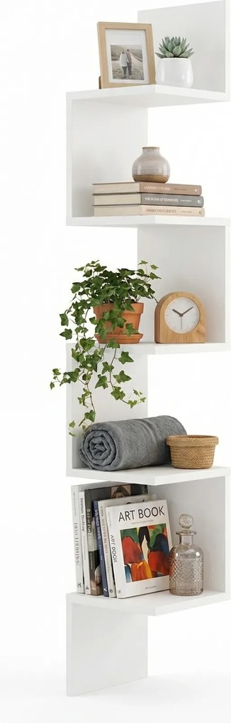 Biała Narożna Półka Ścienna 5 Poziomów M0-K13