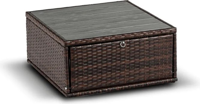 Zestaw Mebli Ogrodowych CALIENTE Modułowy Sofa 2x Fotel Stolik Tarasowy Brązowy/Beżowy Technorattan Nowoczesny