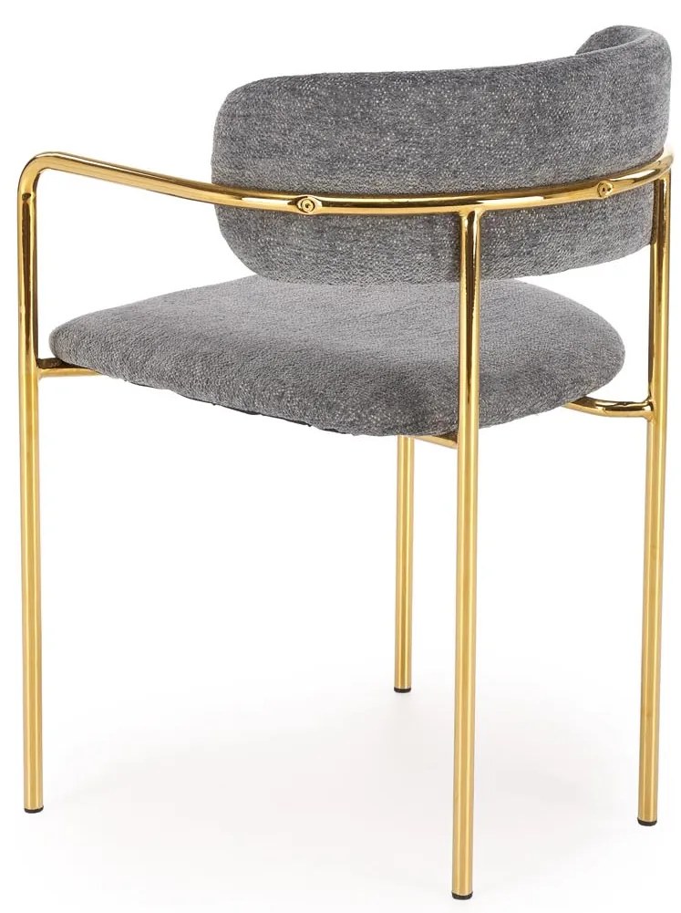 Krzesło Jadalniane Popielaty, K537 Tkanina RAVEN, Złoty Chrom, Glamour