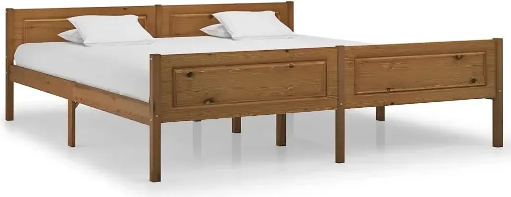 Podwójne sosnowe łóżko miodowy brąz 180x200 W6-N97