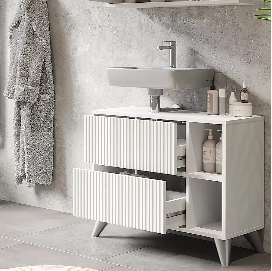Szafka pod umywalkę biały 80x30x62 leano