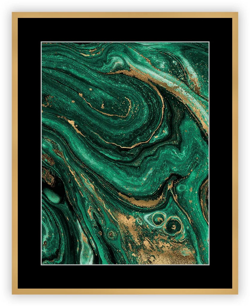 Obraz Abstract Green&amp;Gold II 40 x 50 cm