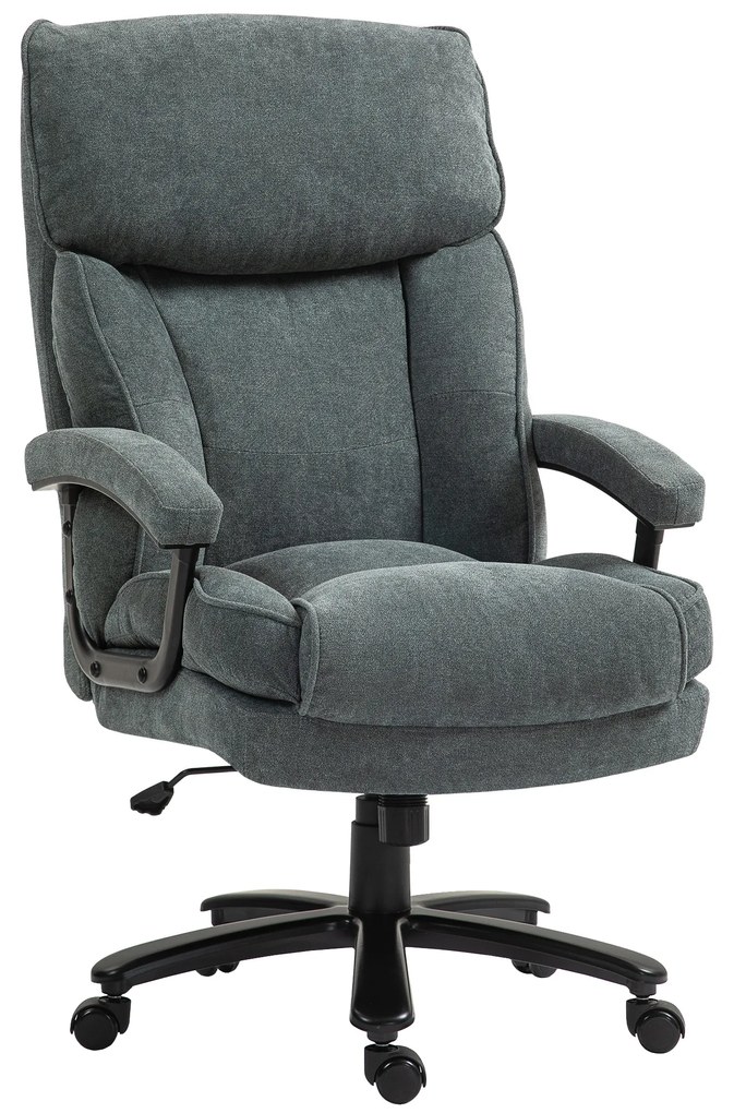 HOMCOM Duży wysoki fotel biurowy, nośność 200 kg, mocna konstrukcja, miękki pokrowiec, Szary