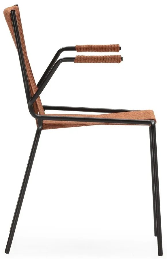 Metalowe krzesła zestaw z podłokietnikami/sztaplowane 2 szt. w kolorze terakoty Emily – Marckeric