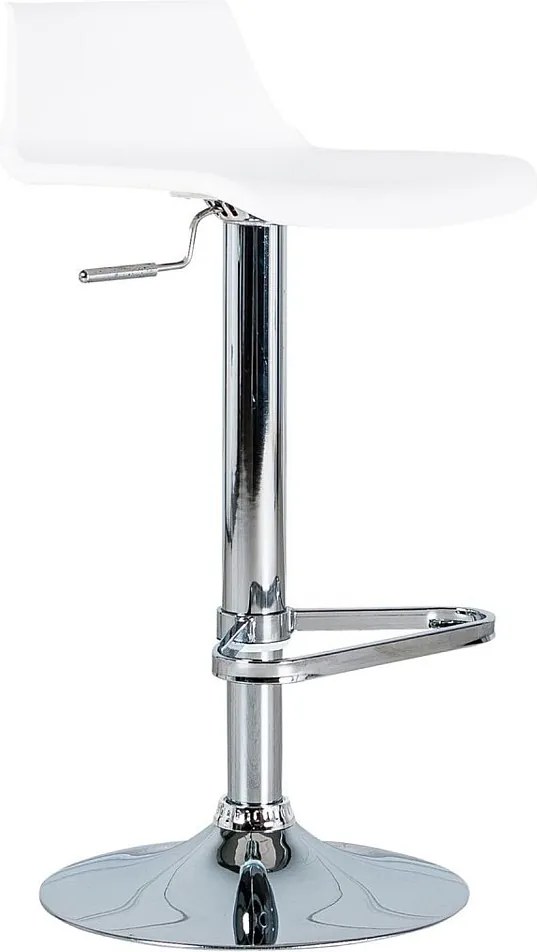 Zestaw 2 białych wysokich krzeseł "Henri" z polipropylenu z podnośnikiem gazowym i podnóżkiem, 41x39 cm, 72h