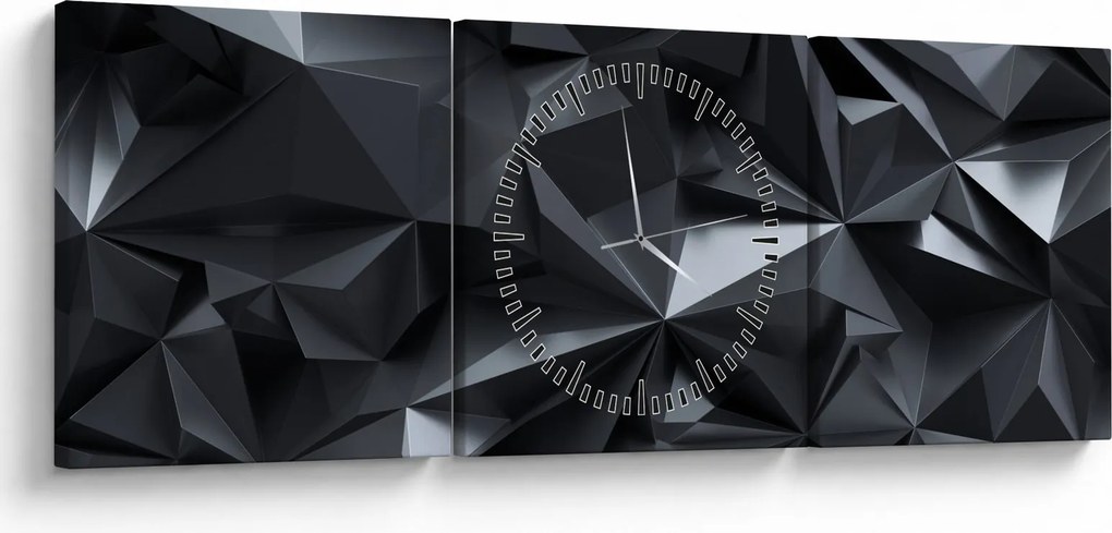 Obraz - Abstrakcja geometryczna (z zegarem) (90x30 cm)