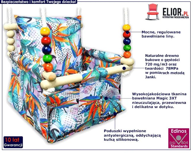 Kubełkowa huśtawka do pokoju dziecka w liście - Brunico
