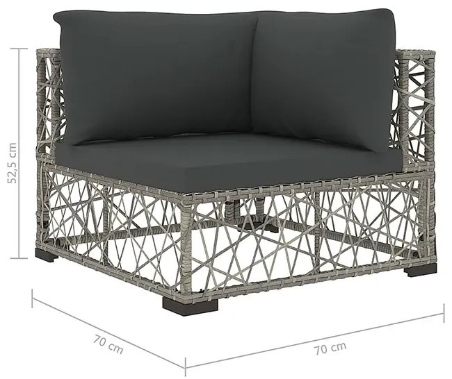 5-częściowy szary zestaw wypoczynkowy do ogrodu Sarema 3X