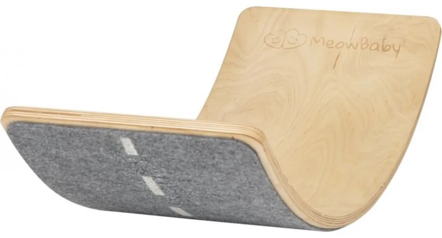 Deska do balansowania z filcem 80x30cm dla dzieci. drewniany balance board naturalny, filc szary autostrada - meowbaby®