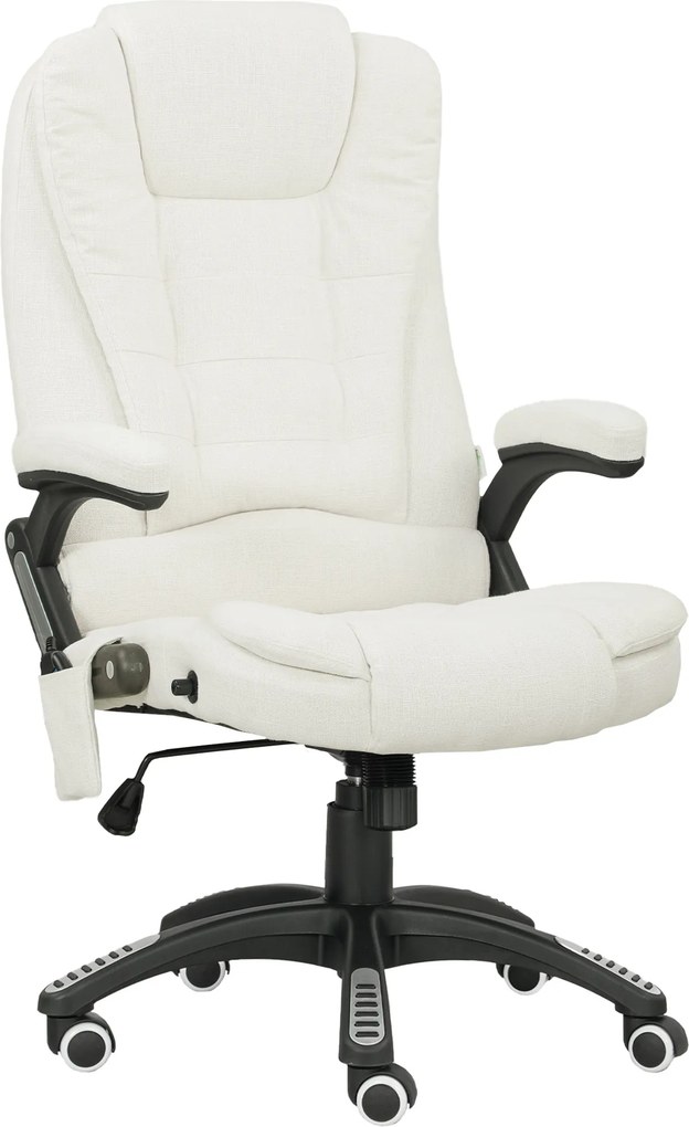 Vinsetto Ergonomiczny Fotel Biurkowy z Funkcją Masażu, 68 x 72 x 110–120 cm, Kremowy
