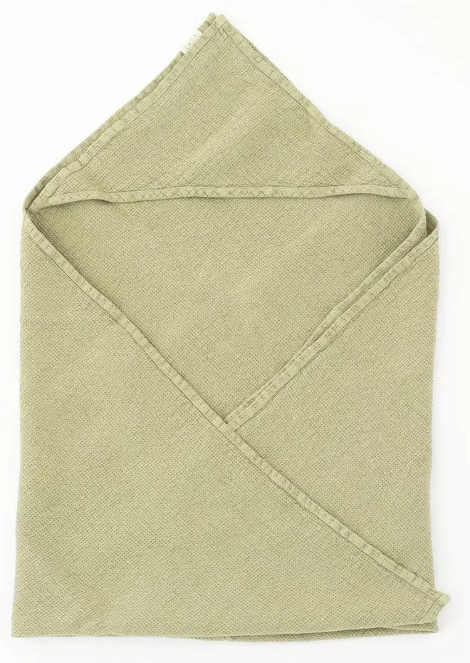 Dziecięcy zielony ręcznik z kapturem Linen Tales Waffle, 70x70 cm