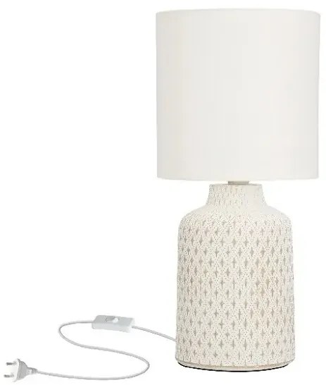 Biała lampa stołowa z ozdobną podstawą H6-N88