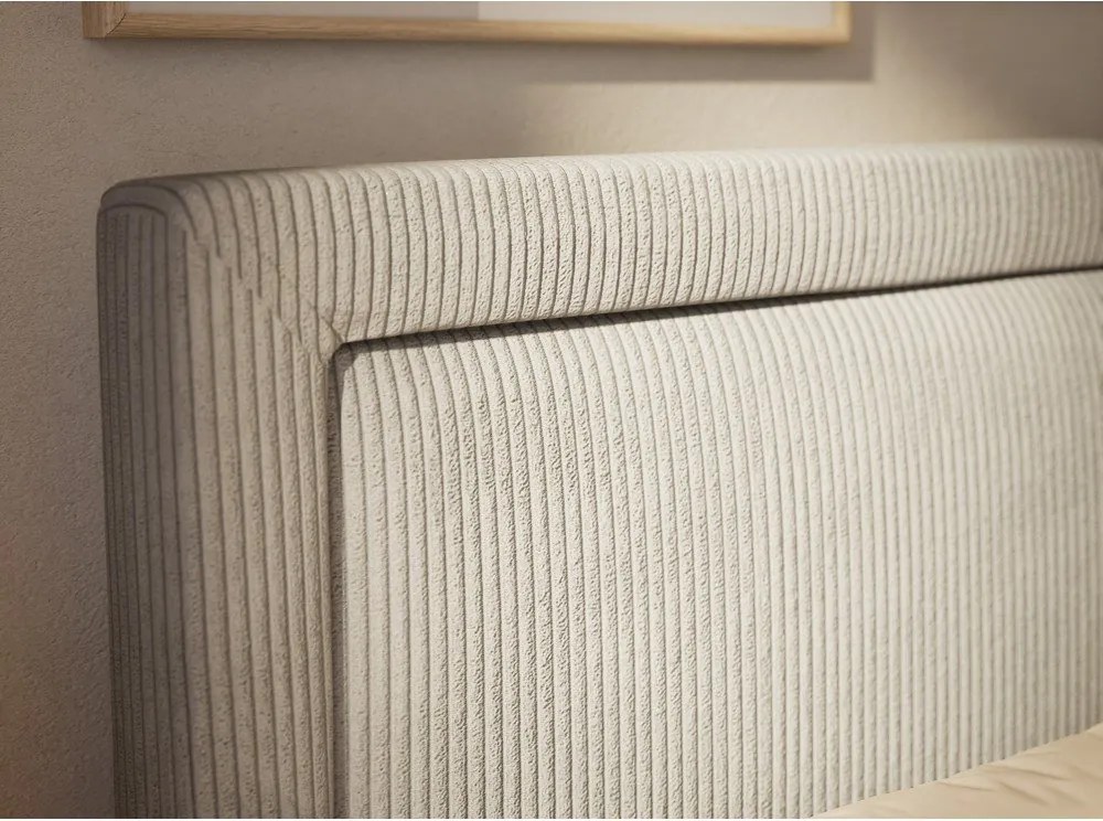 Szare łóżko kontynentalne ze schowkiem 200x200 cm Fresco – Maison de Rêve