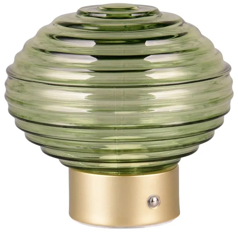 Lampa stołowa LED w zielono-złotym kolorze ze ściemniaczem i szklanym kloszem (wys. 14,5 cm) Earl – Trio