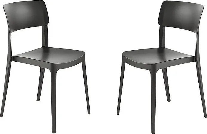 Zestaw 4 antyracytowych krzeseł, które można ustawiać jeden na drugim „Maribela”, z polipropylenu cm 50x51 81h
