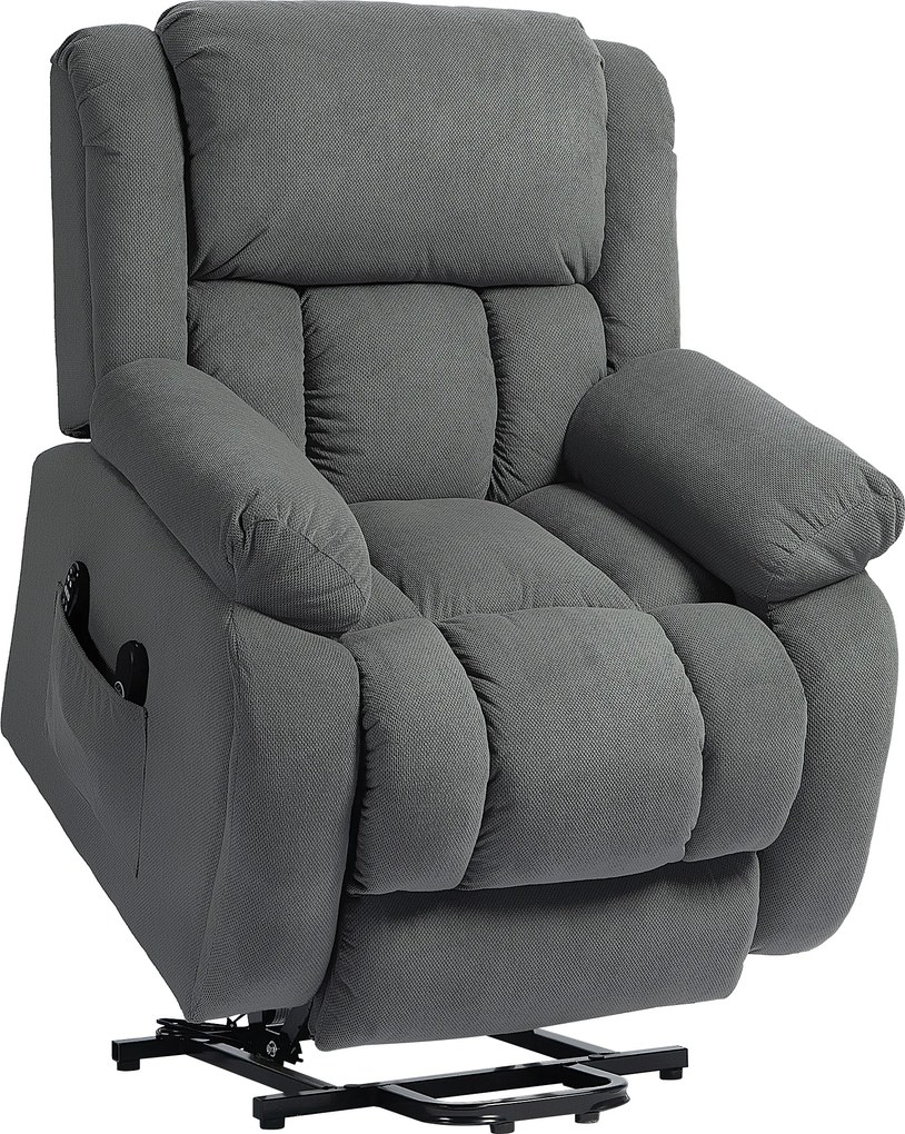 HOMCOM Elektryczny fotel z funkcją pomocy przy wstawaniu i relaksacyjny z masażem i ogrzewaniem, podnóżkiem, pilotem i boczną kieszenią