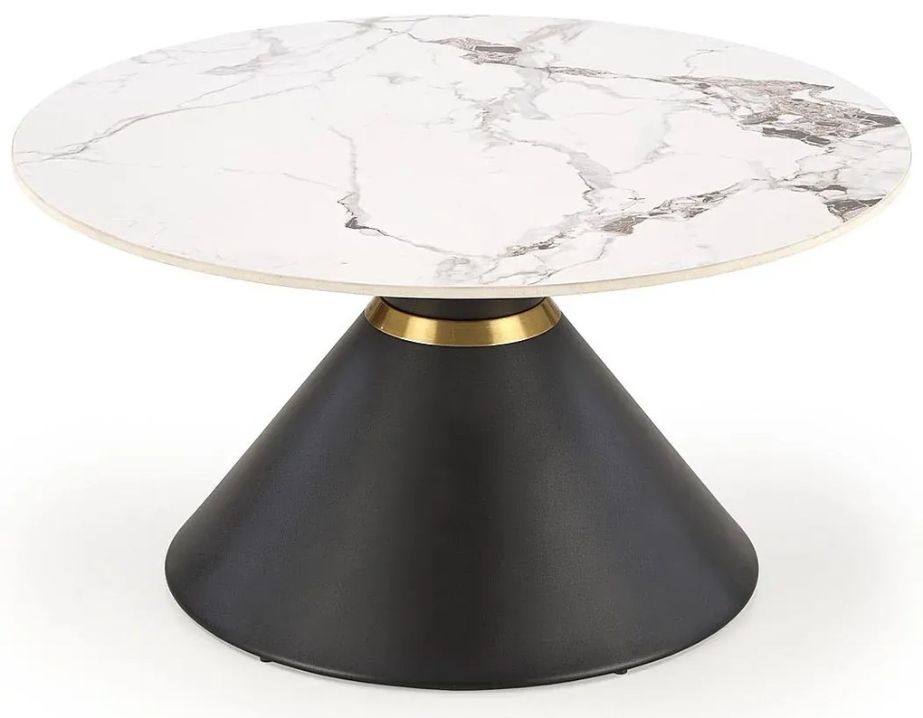 Okrągły stolik kawowy glamour biały marmur + czarny - Nito 4X