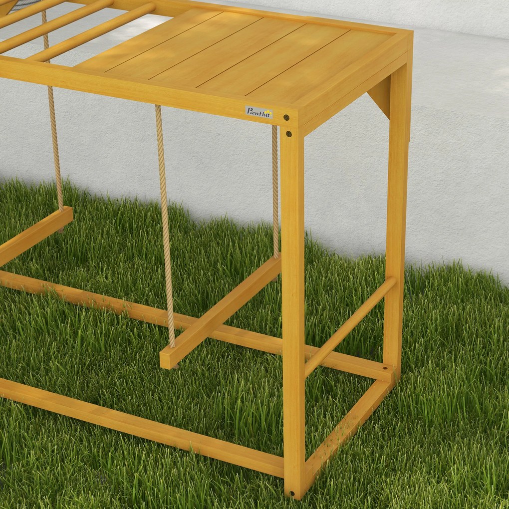 PawHut Plac zabaw dla kur z huśtawkami i drabinką, dla 3-4 kur, Drewniany kurnik zabawowy