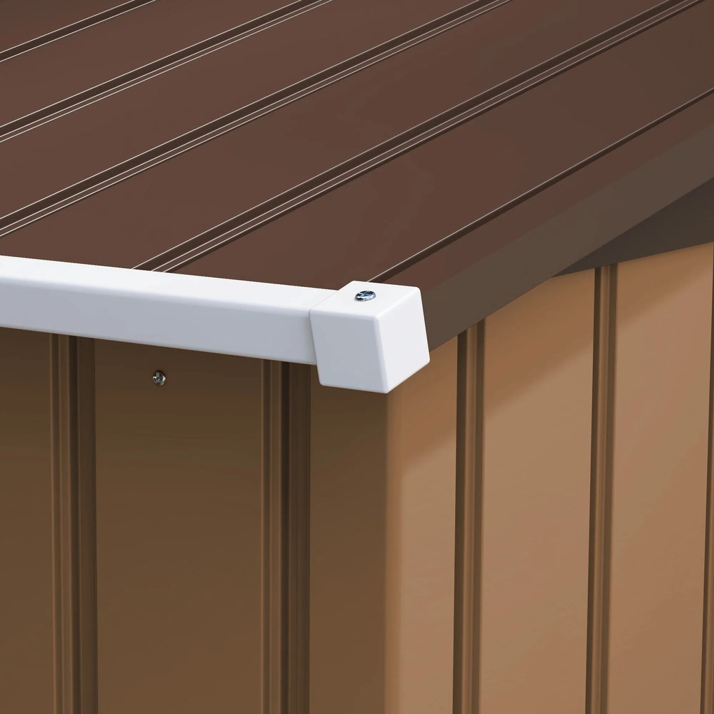 Outsunny metalowy domek narzędziowy z fundamentem żółty szopa ogrodowa 277x195x192 cm trwały i praktyczny | Aosom PL