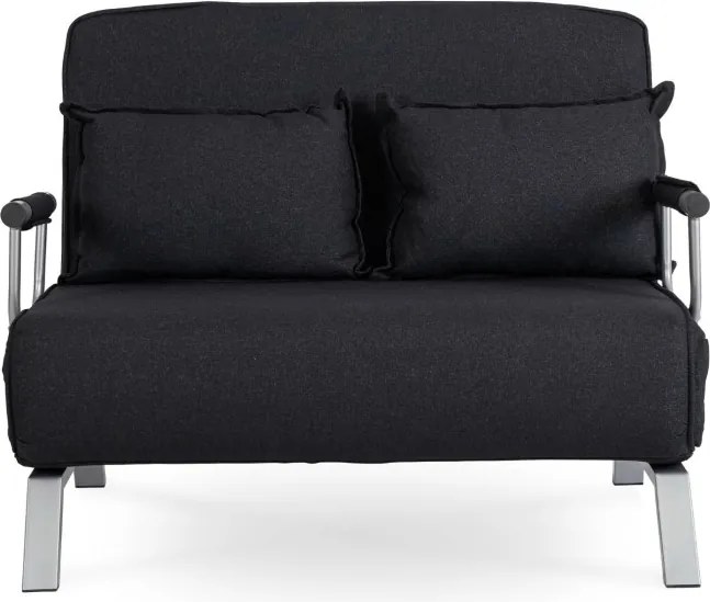 Fotel Rozkładany Dwuosobowy BART 2 Wypoczynkowy Czarny do Spania Leżanka Nowoczesny