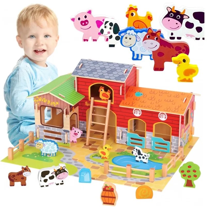 Woopie green mega farma figurki zwierząt stajnia obora kurnik 18 el.