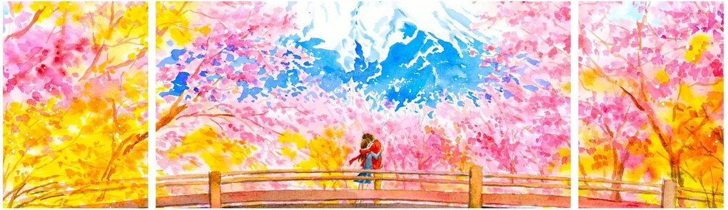 Obraz - Malowana para, akwarela (170x50 cm)