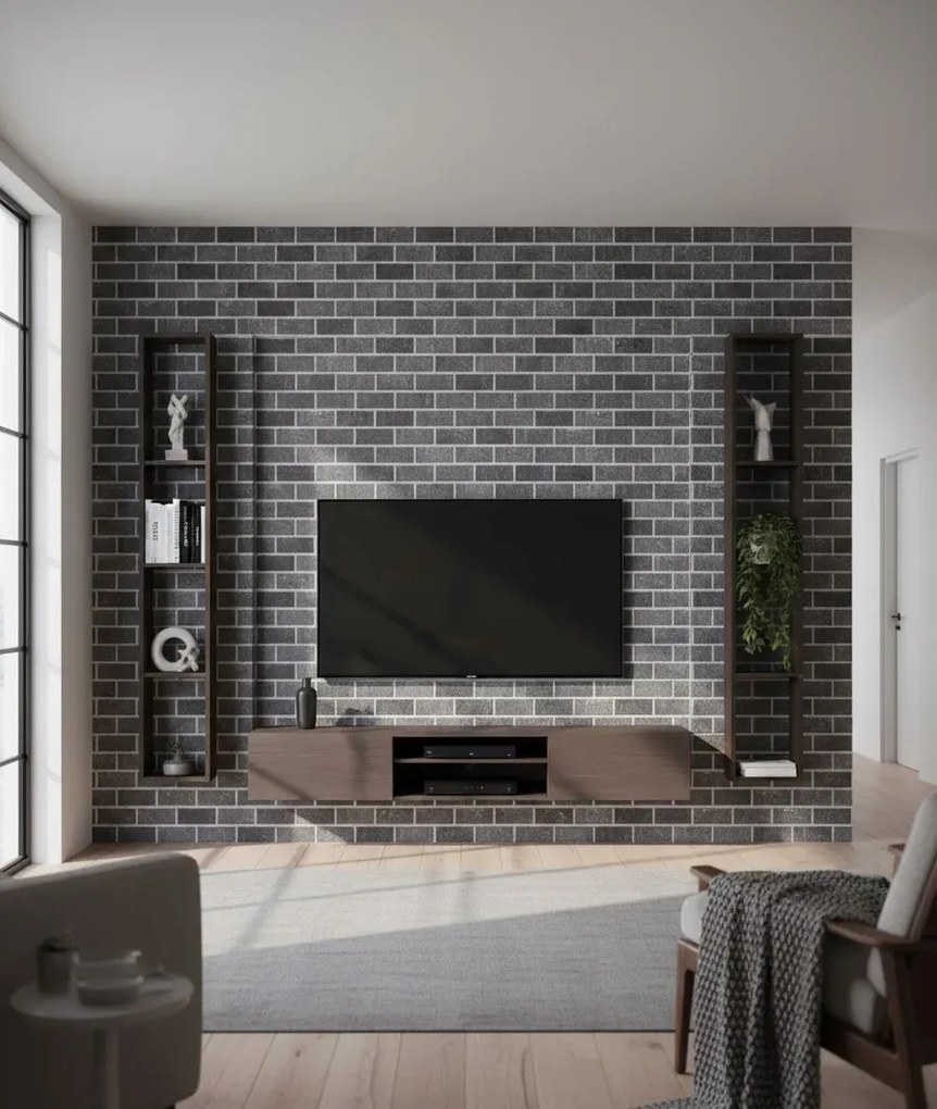 Komplet 10 czarno-szarych paneli ściennych cegła T1-C33