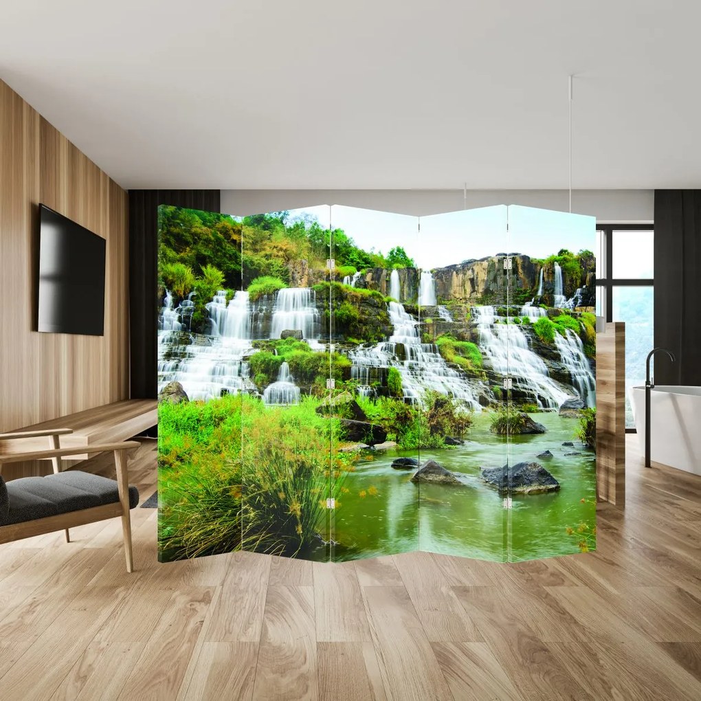 Parawan - Wodospady z zielonym (210x170 cm)