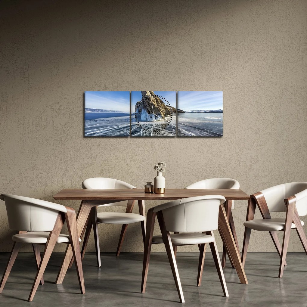 Obraz lodowej skały (z zegarem) (90x30 cm)
