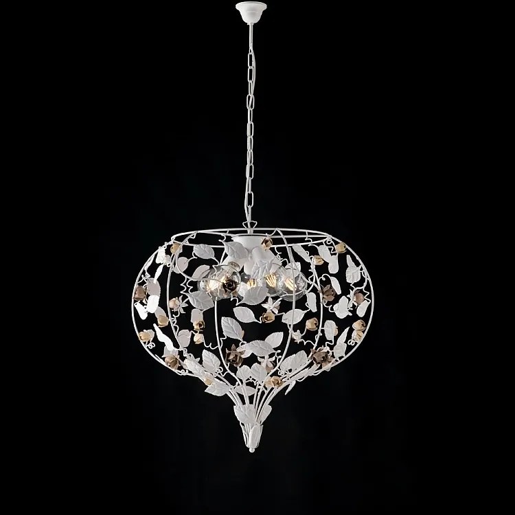 Piękny, biały, lakierowany, żelazny żyrandol w stylu shabby chic, 5 świateł, 125 Ø68 BL196-5-BCO