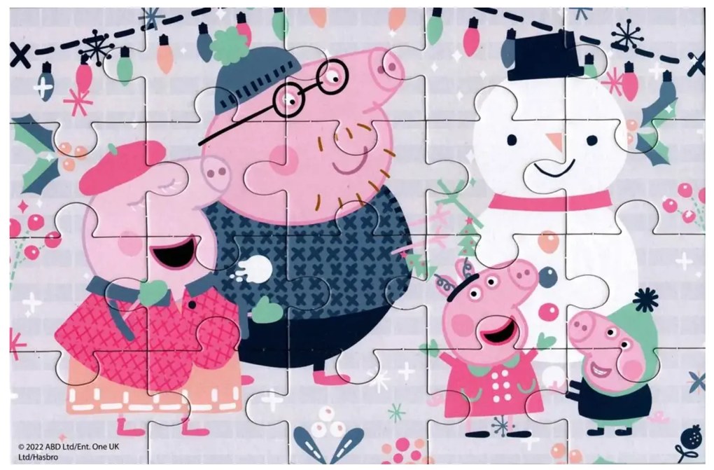 Puzzle dla dzieci 4 w 1 ŚWINKA PEPPA z bałwankiem, 19x29 cm